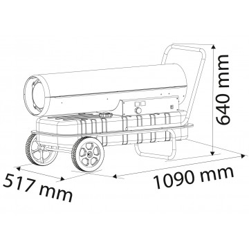 Nagrzewnica olejowa 50kW, zbiornik 50l, kółka