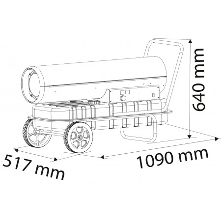 Nagrzewnica olejowa 50kW, zbiornik 50l, kółka