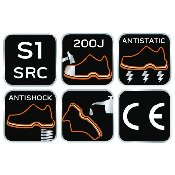 Półbuty skórzane S1 SRC, stalowy podnosek, rozmiar 41