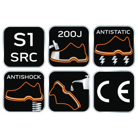 Półbuty skórzane S1 SRC, stalowy podnosek, rozmiar 41