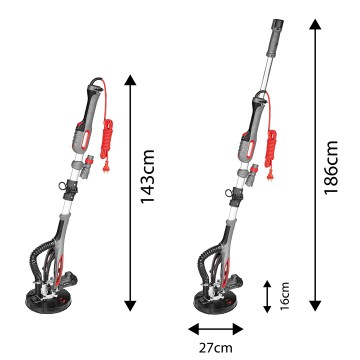 Szlifierka do gipsu 710W, 225mm/215 mm,  okrągła i trójkątna stopa, latarka