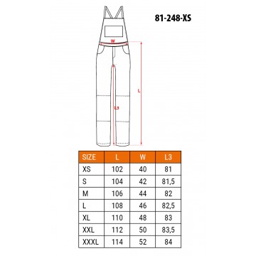 Ogrodniczki robocze HD Slim, rozmiar XS