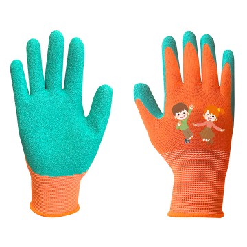 Rękawice robocze dla dzieci, poliester pokryty lateksem crincle, rozmiar 5