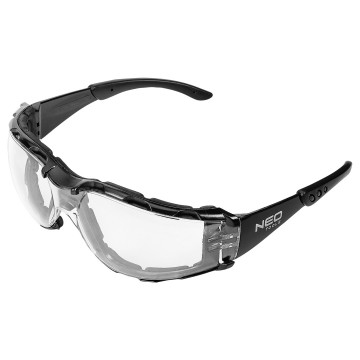 Okulary ochronne z wkładką piankową, białe soczewki, klasa odpornosci FT