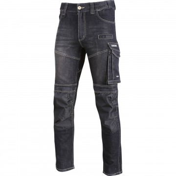 SPODNIE JEANSOWE CZARNE STRETCH ZE WZMOCN., 3XL, CE, LAHTI